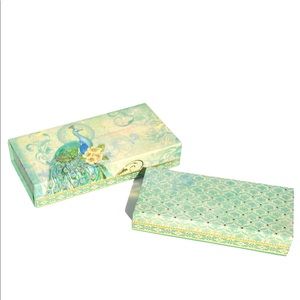 Punch Studio Teal Peacock Desk Pencil Boxes, Set of 2